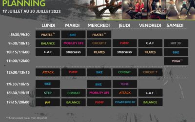 Modifications Planning cours collectifs du 17 au 30 Juillet